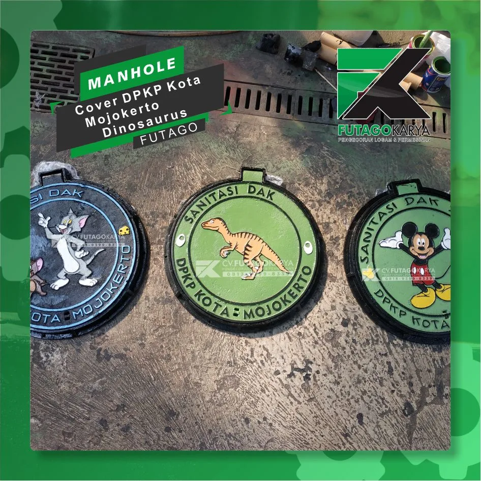 Manhole Cover DPKP Kota Mojokerto Dinosaurus