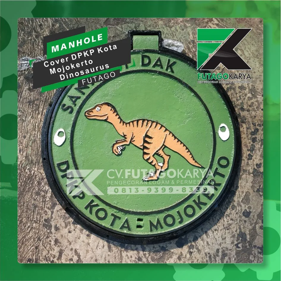 Manhole Cover DPKP Kota Mojokerto Dinosaurus