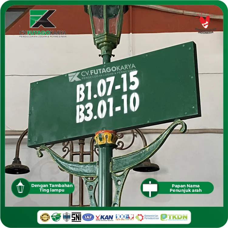 tiang lampu + papan nama