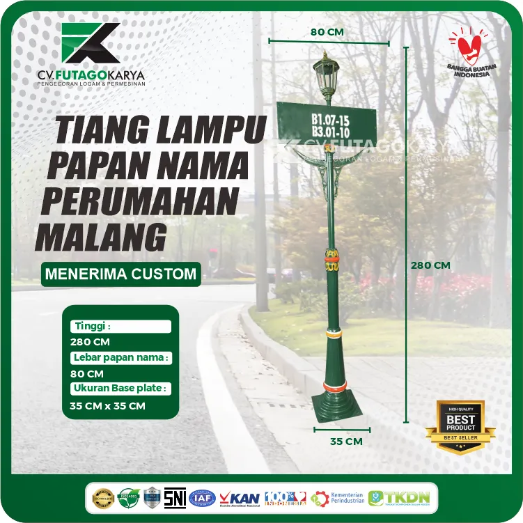 tiang lampu papan nama perumahan malang
