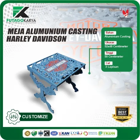 meja alumunium casting 52×48 cm