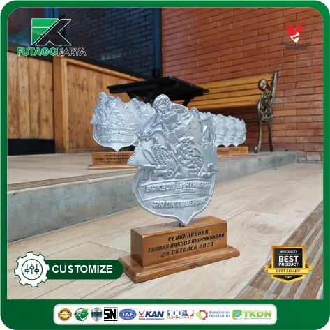 trofi piala alumunium metal casting 15 x30 cm