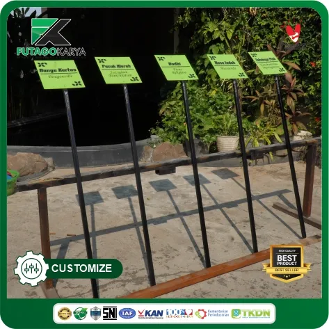 tiang papan nama besi hollow & akrilik