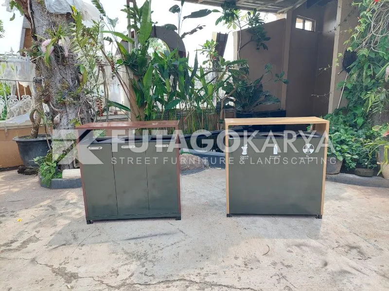 tempat sampah kotak besi