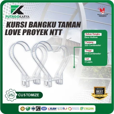 kursi taman bentuk love custom
