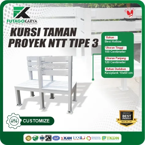 kursi taman ntt tipe 3 panjanag 1,2 m