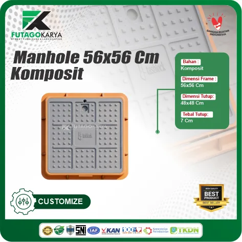 Manhole 56x56 komposi tahan karat dan awet