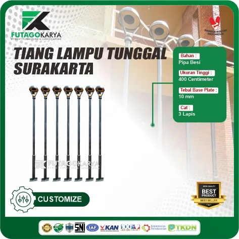 tiang lampu tunggal tahan cuaca